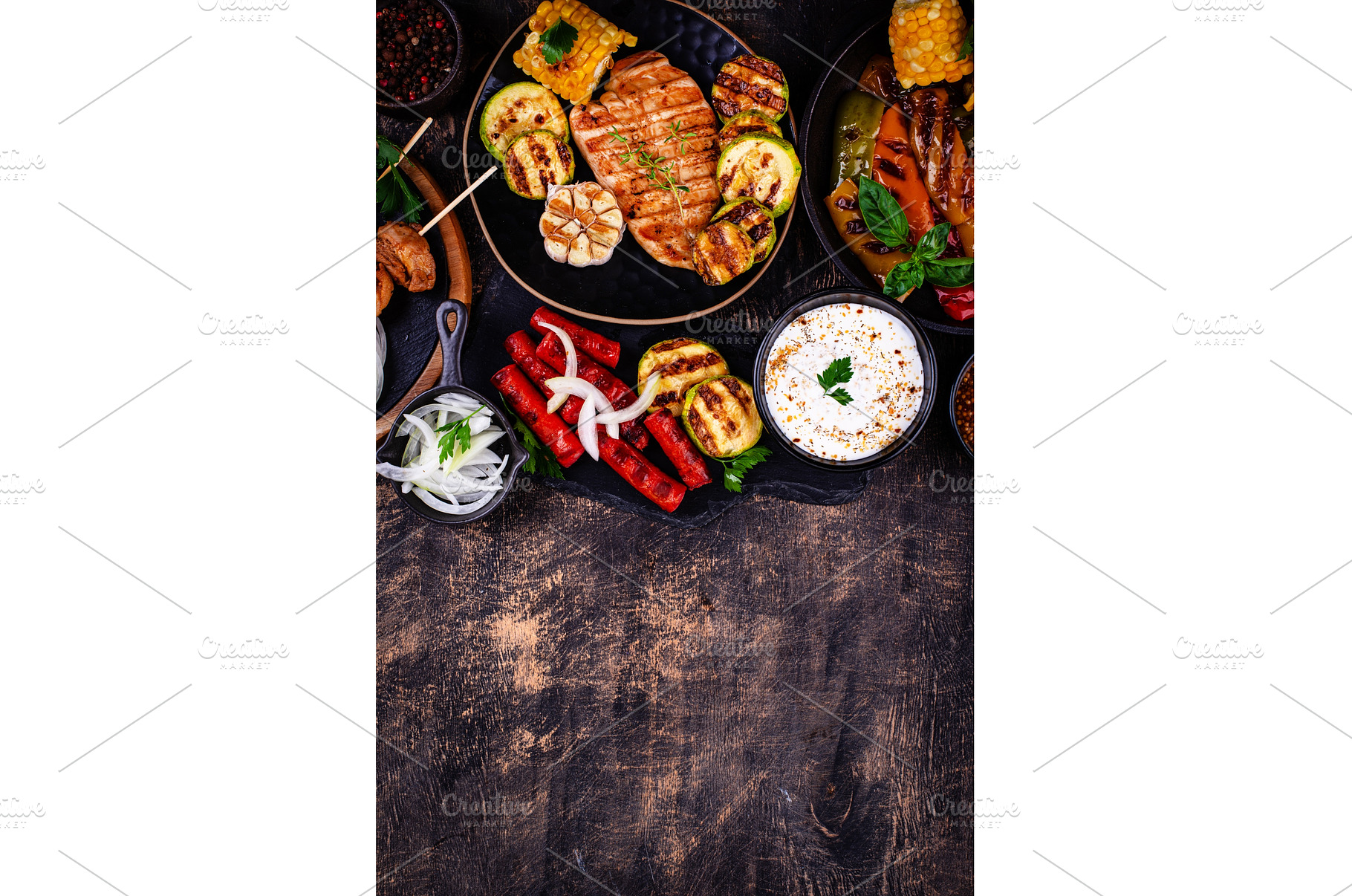 Assortment of grilled bbq meat and, a Food & Drink Photo by Yulia Furman