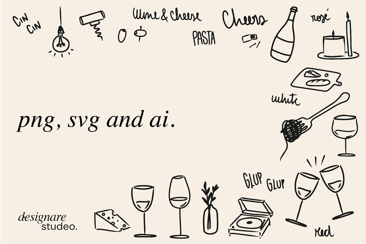 Wine, Pasta and Cheese Illustrations, a Decorative Illustration by ginni illustrations (Photo 5 of 5)