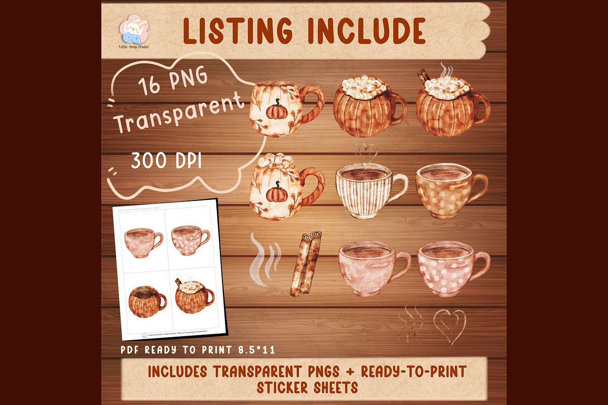 Autumn Coffee Mug Clipart & Sticker, a Seasonal Illustration by Annyillustration (Photo 1 of 4)