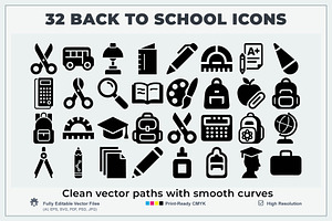 Flat Education Icon Logo Bundle, a Solid Icon by Vectorium Studio