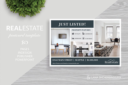 Real Estate Postcard Template No.1, a Card Template by Lana Shcherbinskaya