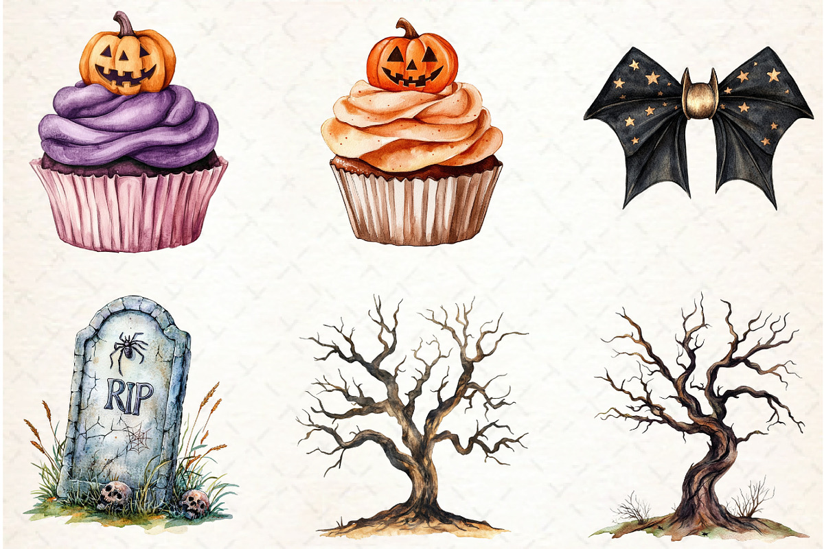 Vintage Creepy Halloween Clipart, an Illustration by Libby Wishes (Photo 4 of 7)
