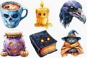 Watercolor Creepy and Cozy Halloween, an Illustration by Canvas Craft (Thumbnail 3 of 8)