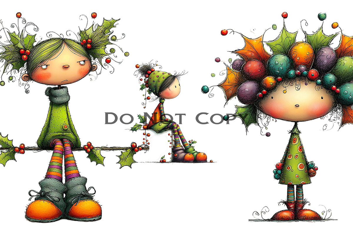 Quirky Holly Girl Clipart, an Illustration by Craft Nest (Photo 6 of 9)