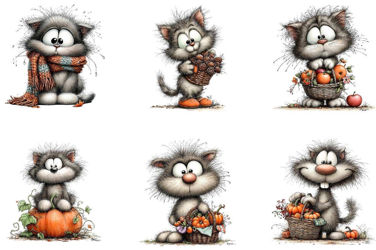 Autumn Cat Watercolor Clipart, a Seasonal Illustration by CreationArt (Photo 4 of 5)