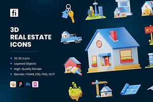 3D Real Estate Icons