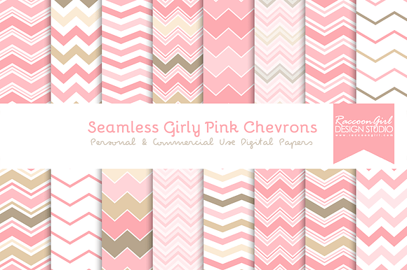 Seamless Girly Pink Chevrons preview 2