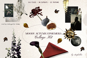 Moody Autumn Ephemera Collage Kit, an Object Graphic by Anzhelika