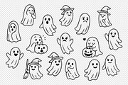 Cute Halloween Ghost Clipart Set., a Decorative Illustration by kaisorn (Thumbnail 2 of 5)
