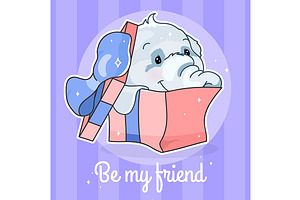 Cute elephant kawaii character, a Poster Template by IMG visuals characters