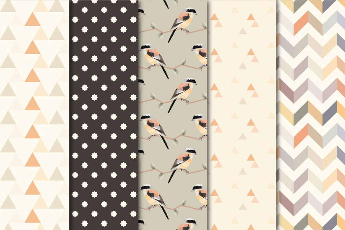 Digital Paper Geometric Birds preview 3