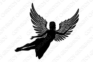 Angel Woman With Wings Silhouette, a Person Illustration by Christos Georghiou