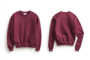 Stylish burgundy sweatshirt displaye, a Photo by Tanuart