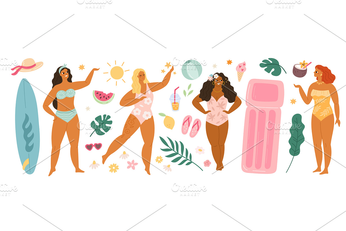 Beautiful women in swimwear. Summer, a Person Illustration by YummyBuum