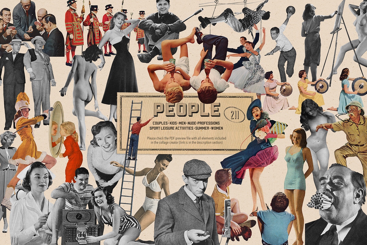 Vintage Collage Creator 1170+ Assets, an Object Graphic by Veris Studio (Photo 2 of 56)