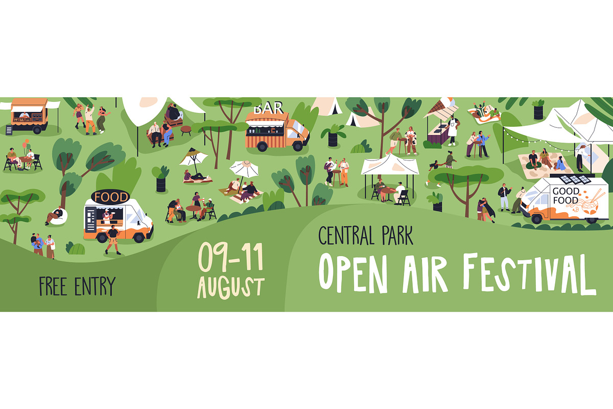 Open-air music fest posters, banner, a Background Graphic by Good Studio (Photo 3 of 11)