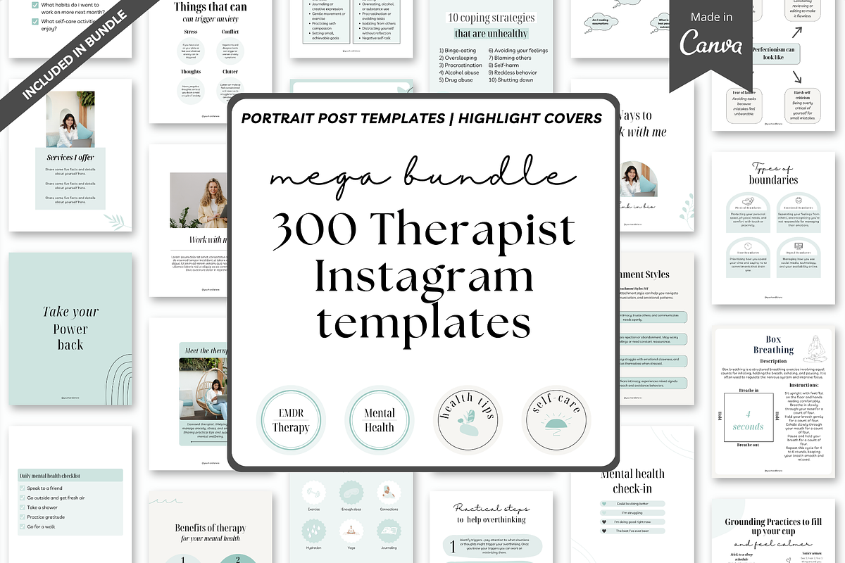 Mental health bundle Canva template, a Social Media Template by Cate Creates (Photo 11 of 12)
