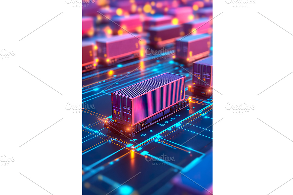 Futuristic shipping containers on, a Technology Illustration by Lermont51