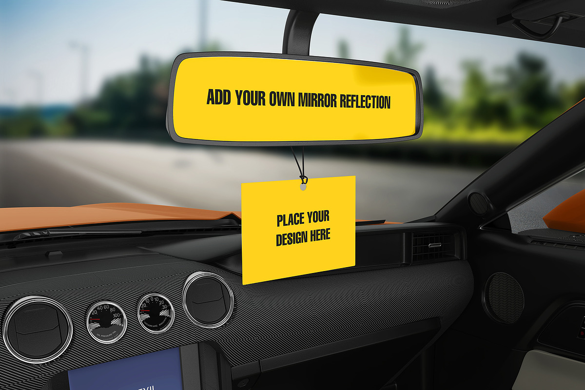 6 Car air freshener Mockup Aroma, a Merchandise Mockup by GraphicVil (Photo 7 of 11)