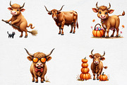 Halloween Cute Highland Cows Clipart, an Illustration by CrexoraLab (Thumbnail 4 of 5)