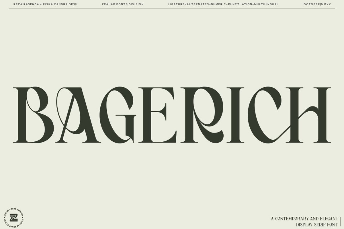 BAGERICH FONT, a Sans Serif Font by Bagerich Type Foundry (Photo 1 of 7)