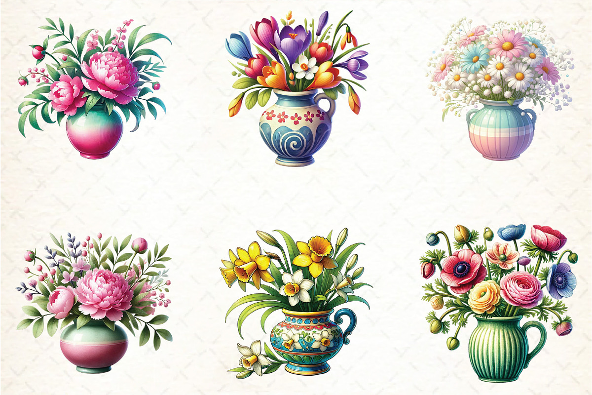 Spring Flowers Vase Clipart, an Illustration by DreamCafeArt (Photo 3 of 5)