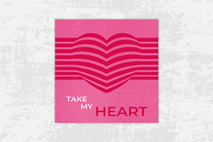 Valentine Card with Geometric Heart, a Decorative Illustration by PsychocheArt