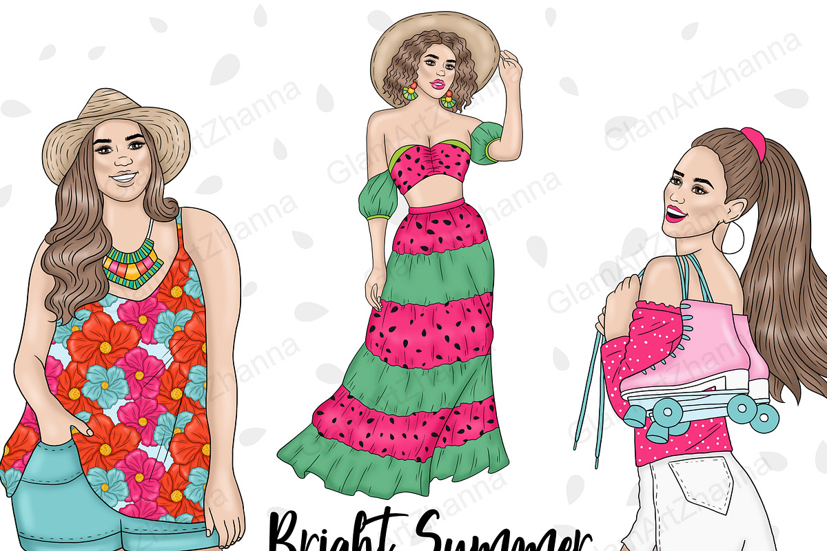 Bright Summer Girls Clipart, a Person Illustration by GlamArtZhanna (Photo 1 of 4)