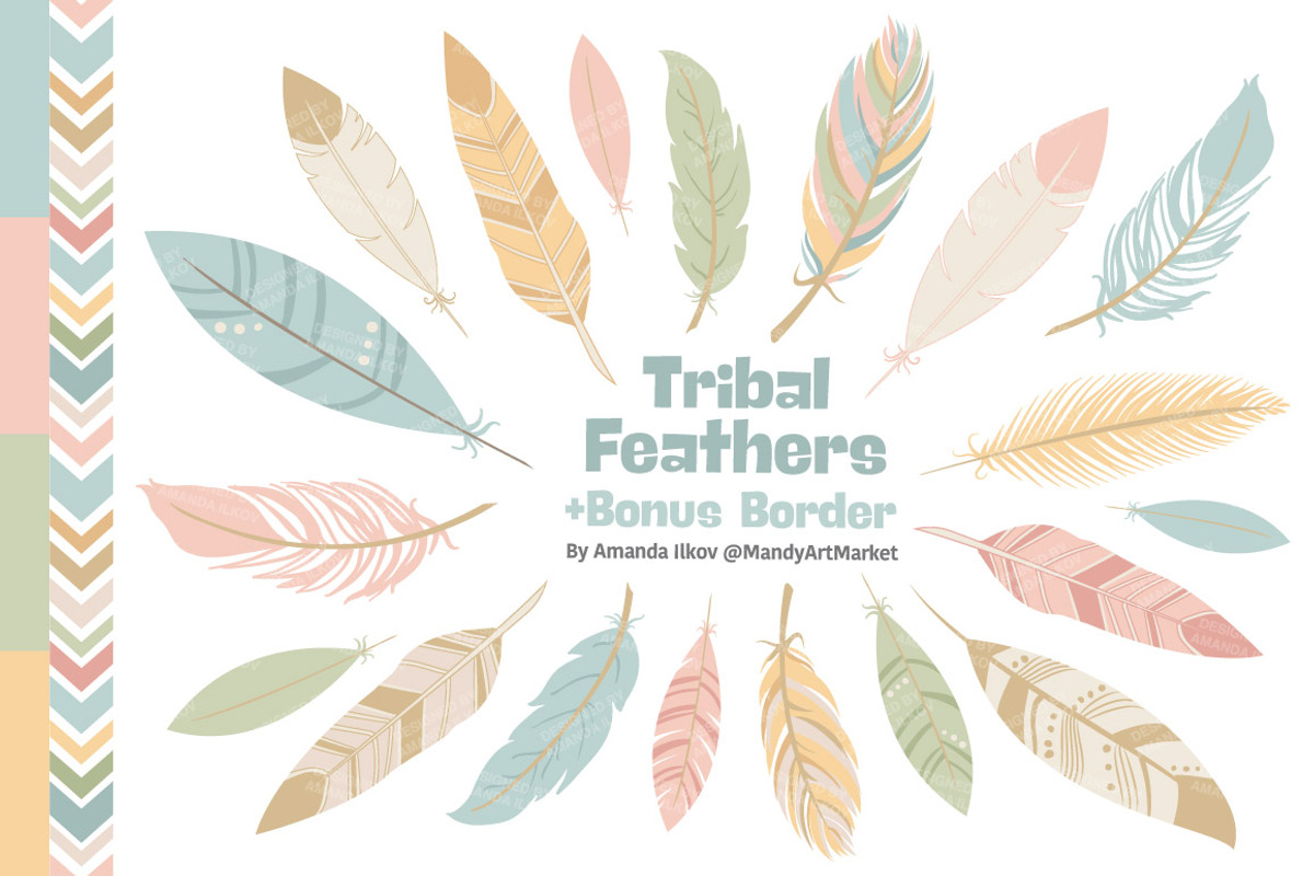 Soft Pastel Feathers Clipart, an Illustration by Amanda Ilkov (Photo 1 of 4)
