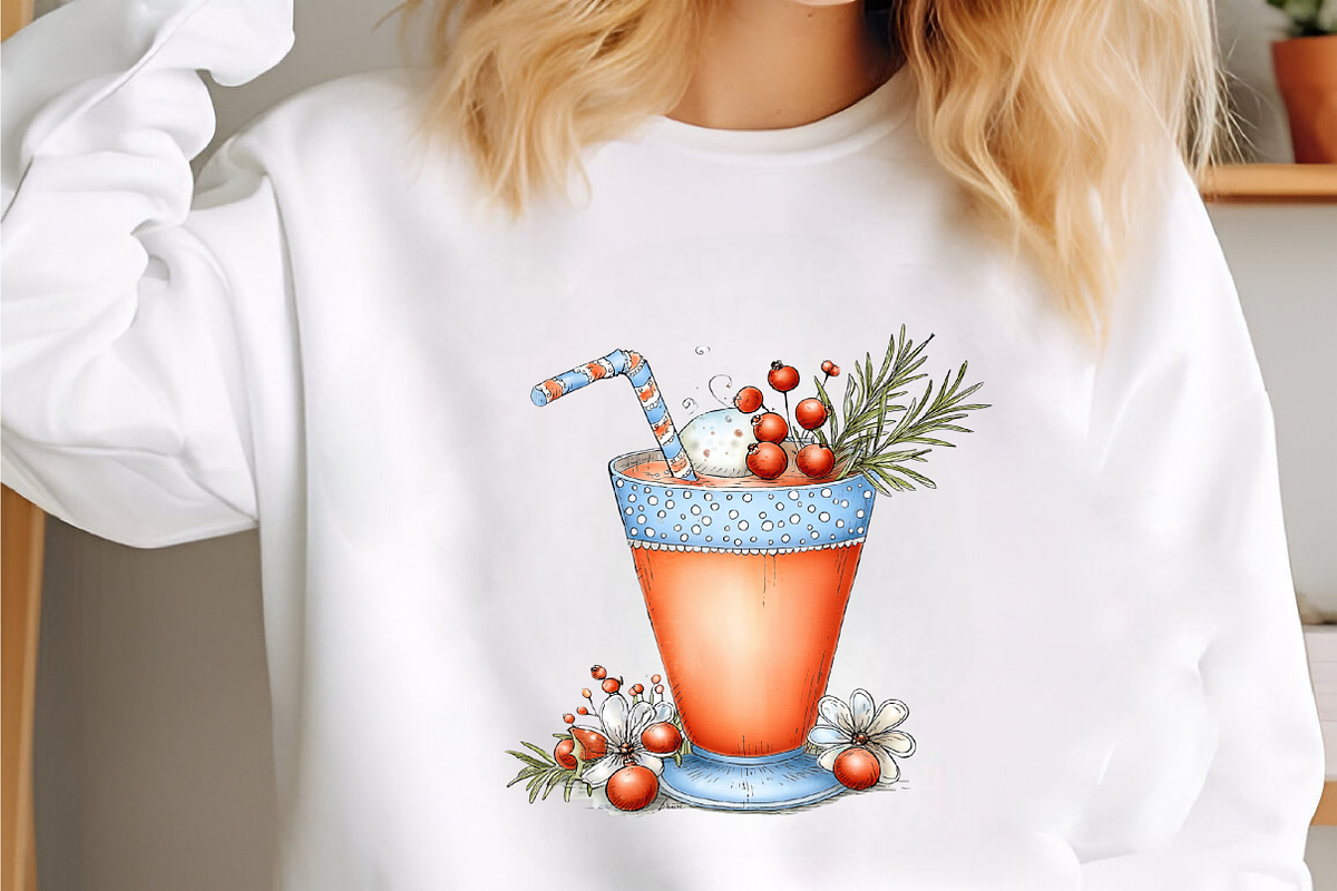 Whimsical Christmas Cocktail Clipart, an Illustration by designcity5 (Photo 3 of 5)