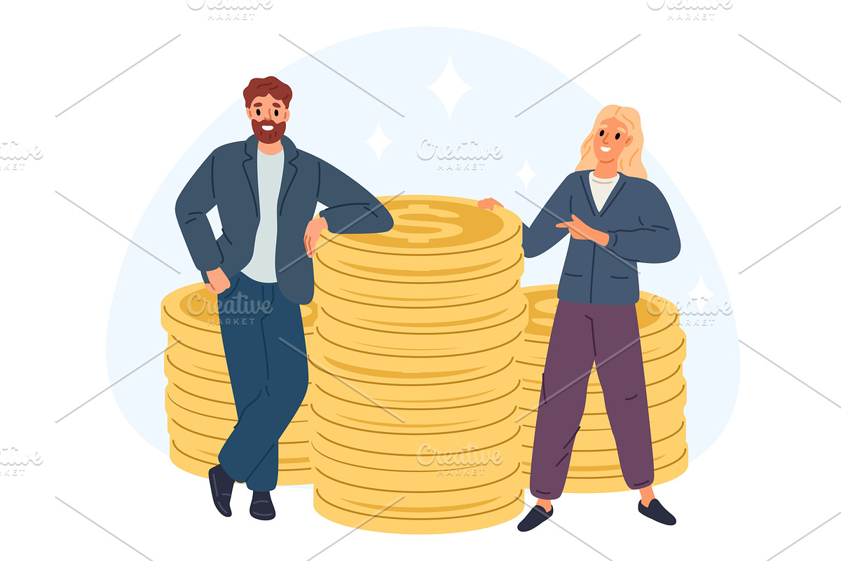 Businessman and businesswoman stand, a Finance Illustration by Vectorbuum