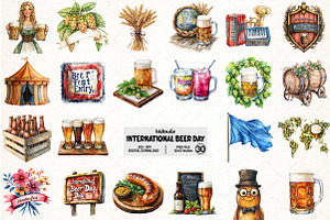 International Beer Day Clipart, an Illustration by Pixels.Craft