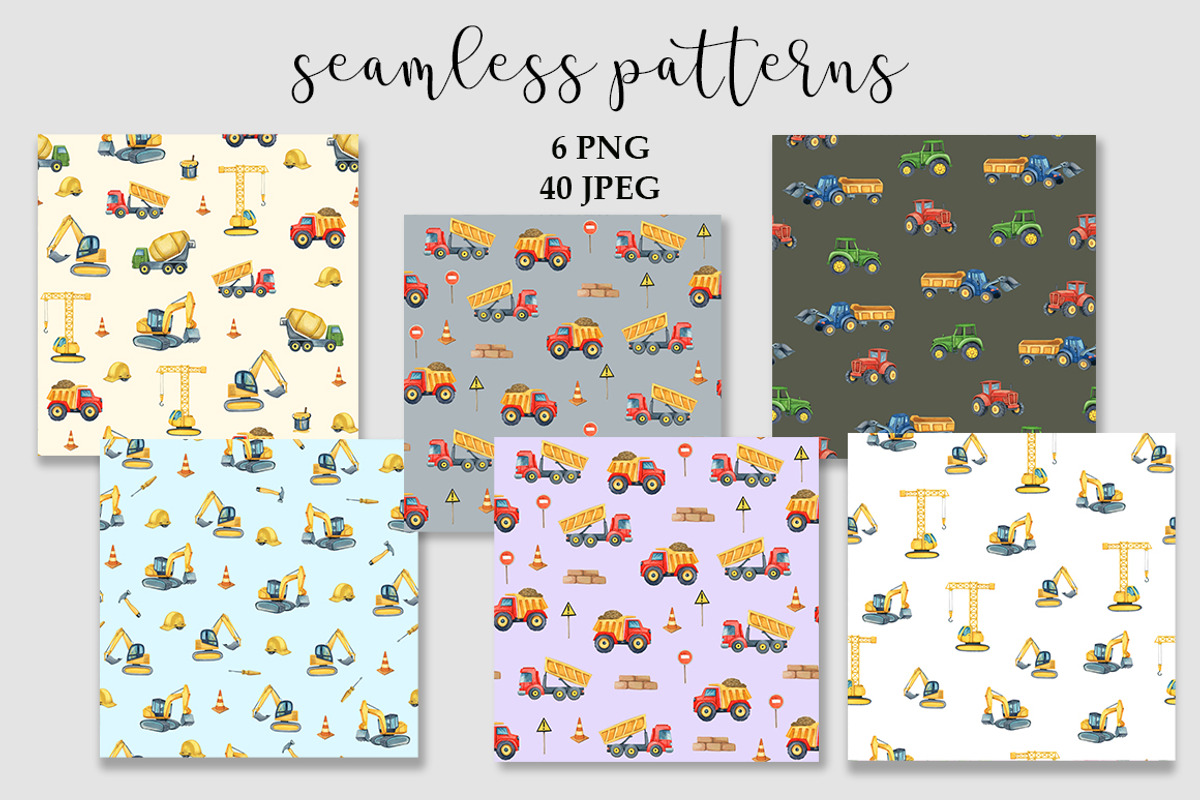 Watercolor Construction Patterns, a Pattern Graphic by PatternPalette (Photo 2 of 9)