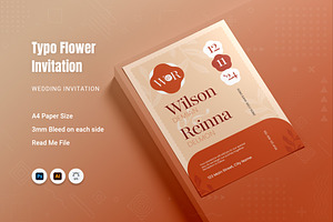 Typo Flower Wedding Invitation