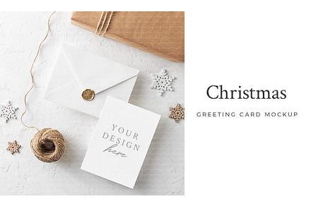 Christmas Greeting Card Mockup, a Print Template by Lena Zakharova