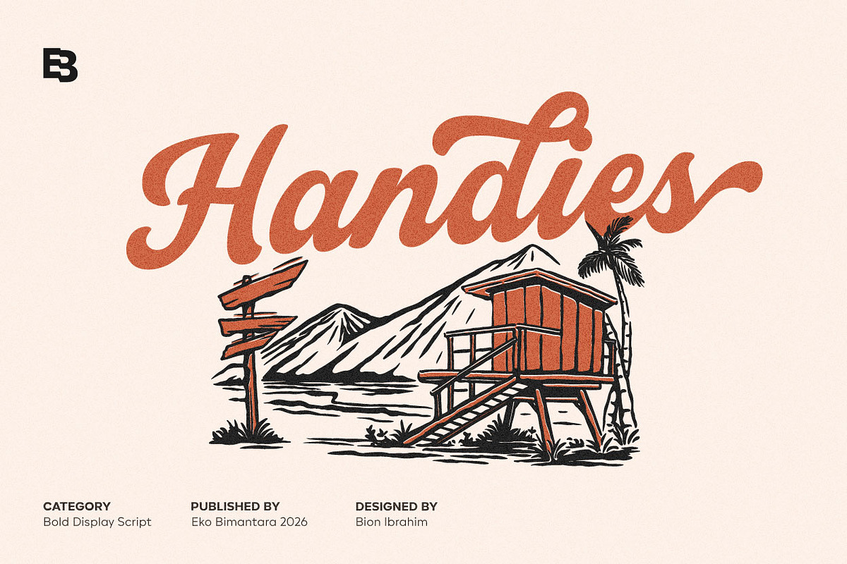 Handies; Bold Display Script, a Script Font by Eko Bimantara (Photo 1 of 10)