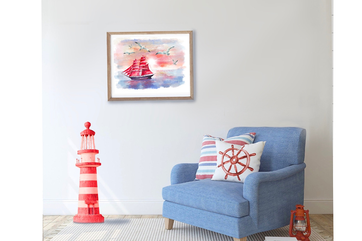 Watercolor nautical illustration, an Object Illustration by AkvarelRiver (Photo 8 of 18)