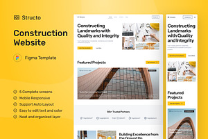 Construction Website Figma Template, an UI Kit Template by peterdraw
