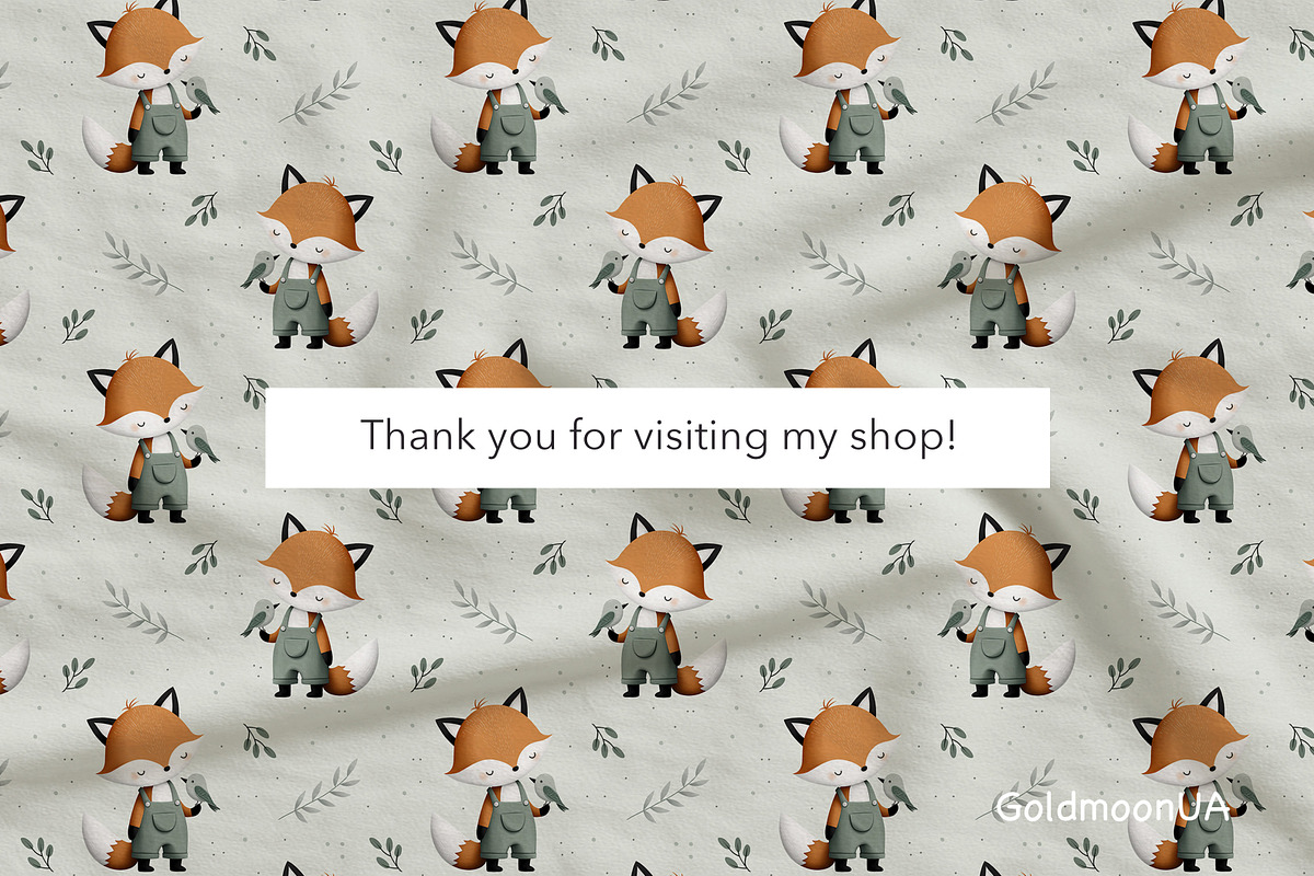 Fox and Bird Patterns & Clipart, an Animal Illustration by GoldmoonUA (Photo 5 of 5)
