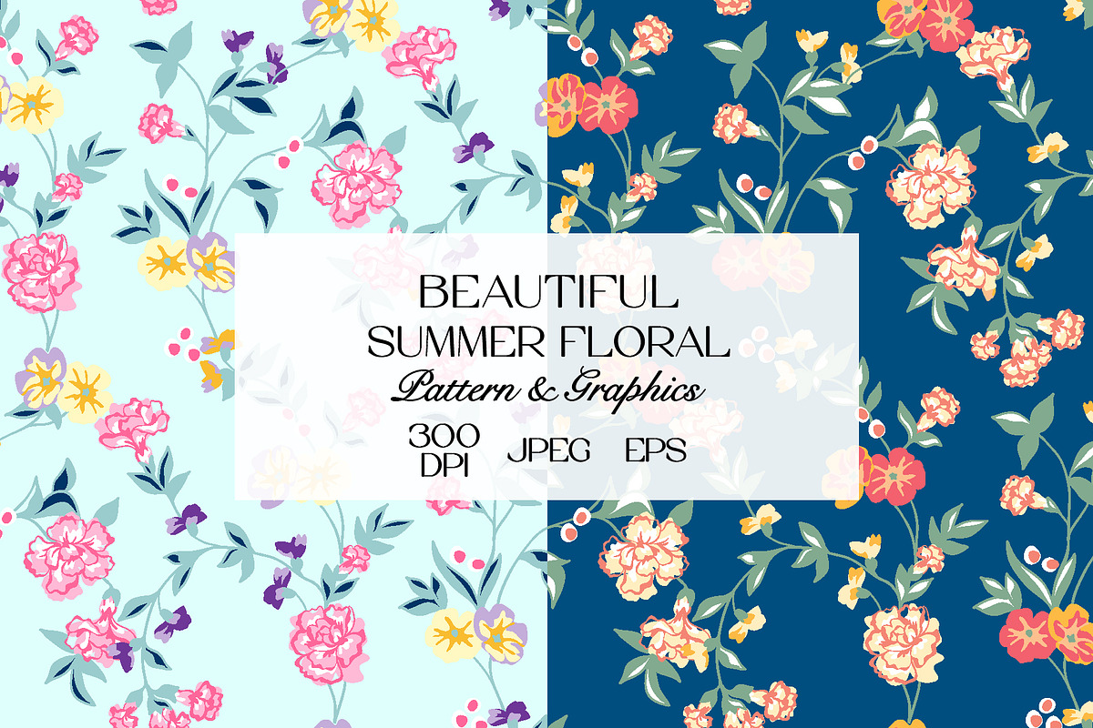 Summer Floral Seamless Pattern, a Pattern Graphic by StudioGlouna (Photo 1 of 9)