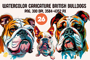 Caricature Cartoon British Bulldogs, an Animal Illustration by PrintHaven Designs (Thumbnail 1 of 9)