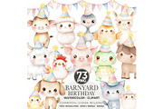 Farm Birthday Watercolor Clipart, an Illustration by CharmClipart (Thumbnail 1 of 8)