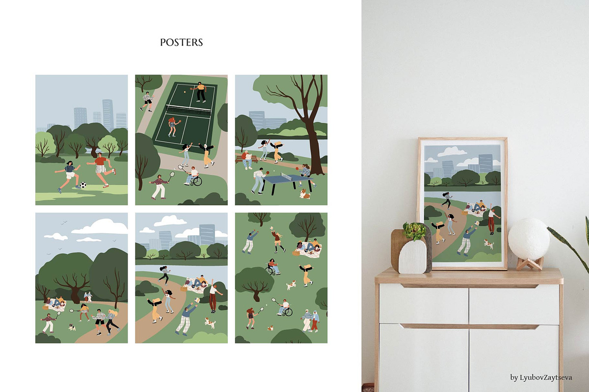 People playing sport posters set, a Sport Illustration by LyubovZaytseva (Photo 2 of 8)