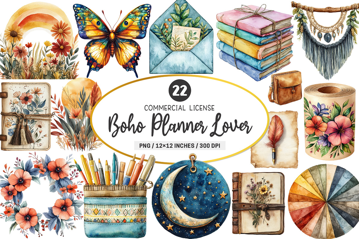 Boho Planner Lover PNG, an Illustration by SinaCreation (Photo 1 of 5)