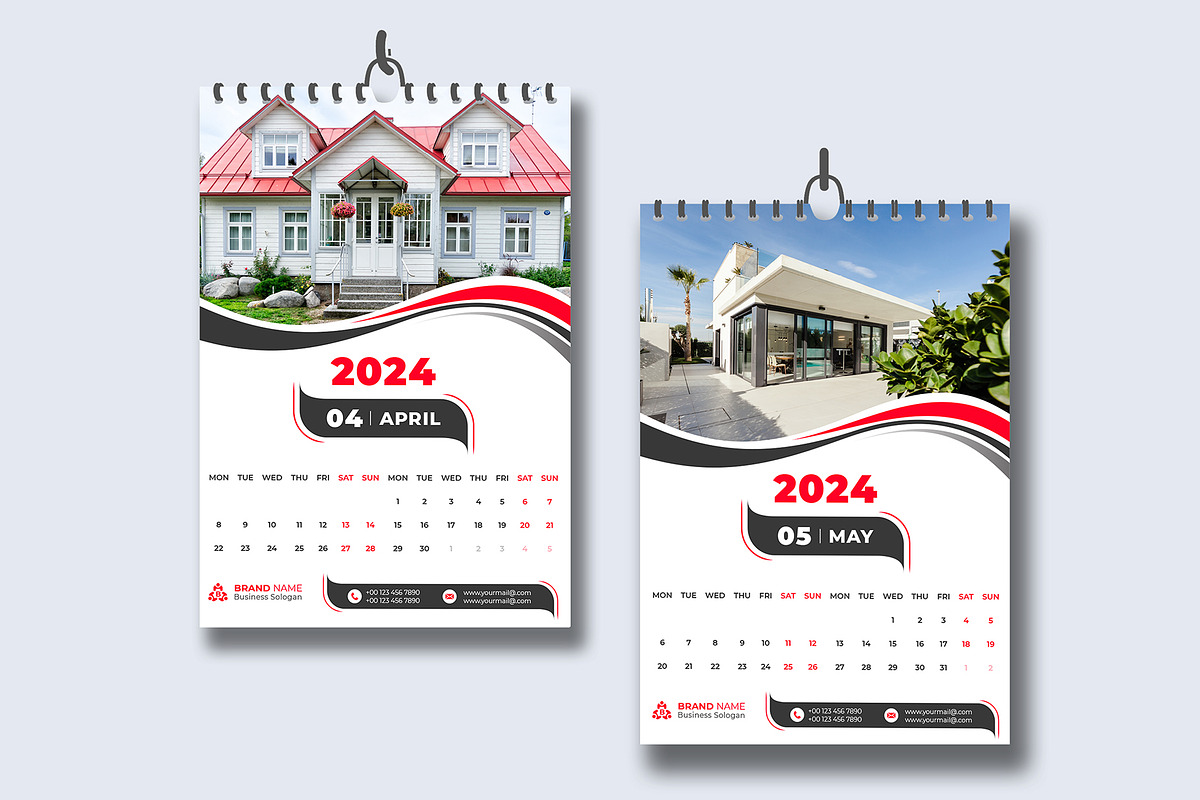 Wall Calendar 2024, a Stationery Template by pixelcreatx (Photo 3 of 7)