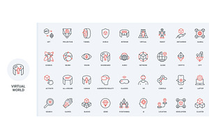 Travel metaverse virtual world icons, a Technology Illustration by Lemberg Vector