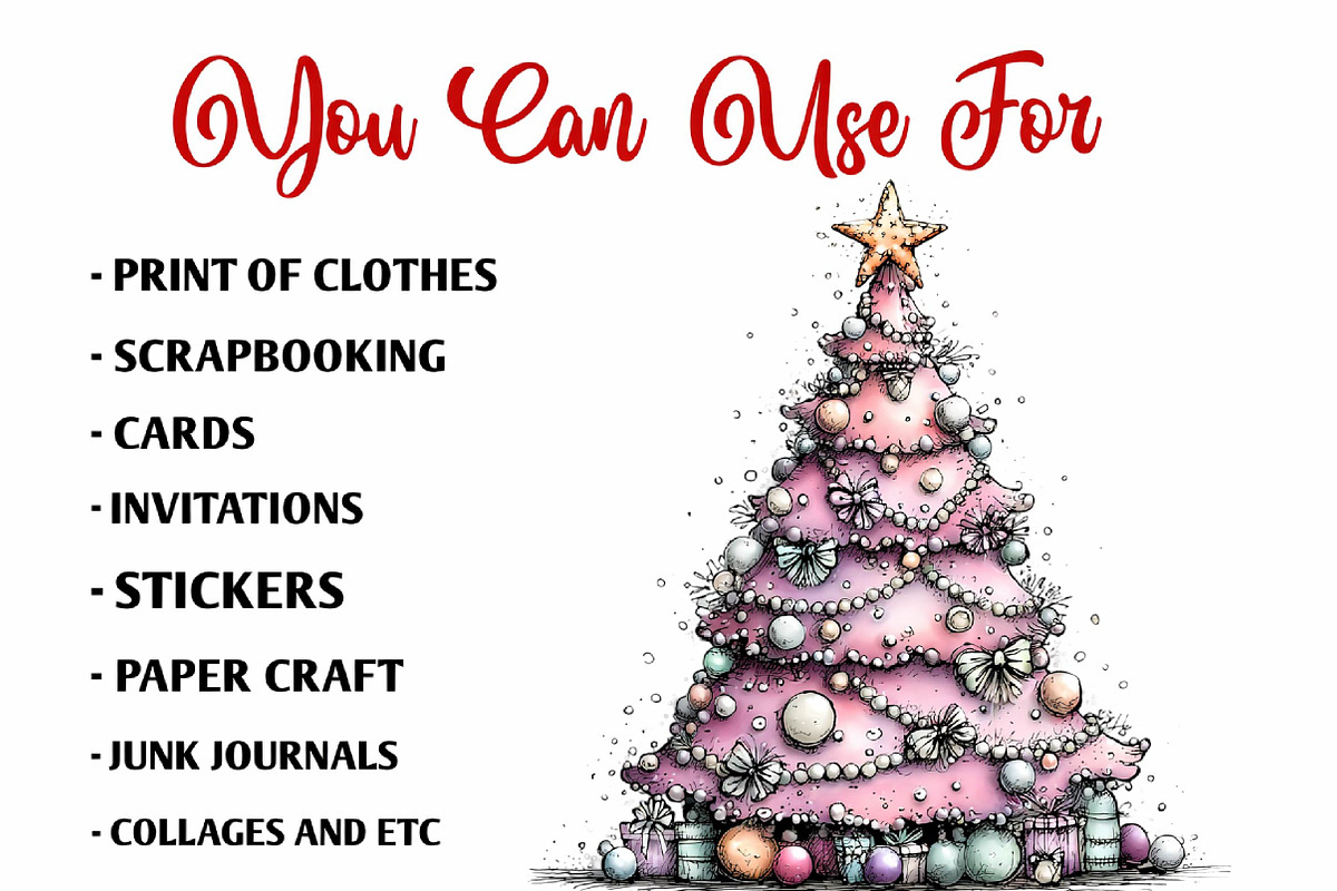 Pink Christmas Clipart Bundle, a Seasonal Illustration by fashionaddict (Photo 6 of 7)