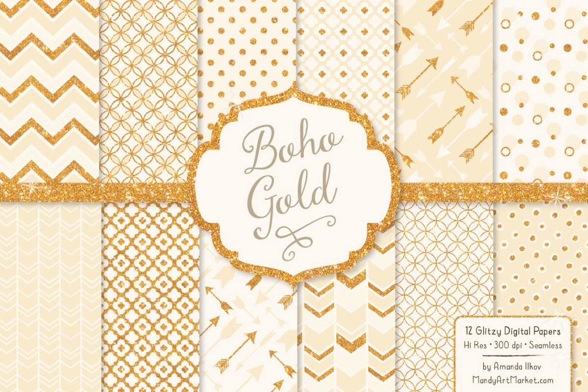 Cream Glitter Bohemian Patterns, a Pattern Graphic by Amanda Ilkov (Photo 1 of 3)