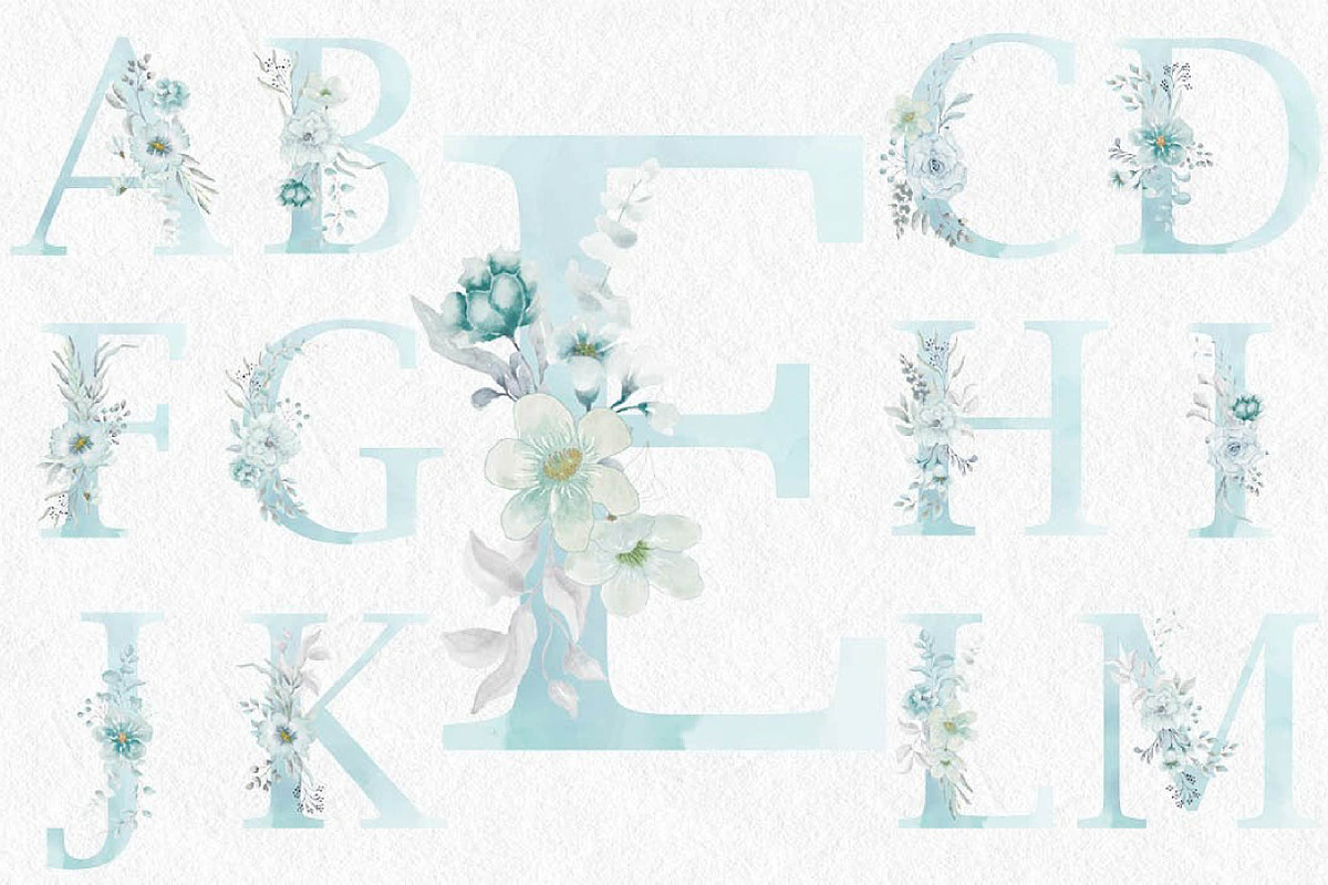 Sea Mist Watercolor Alphabet, an Illustration by fashionaddict (Photo 5 of 9)