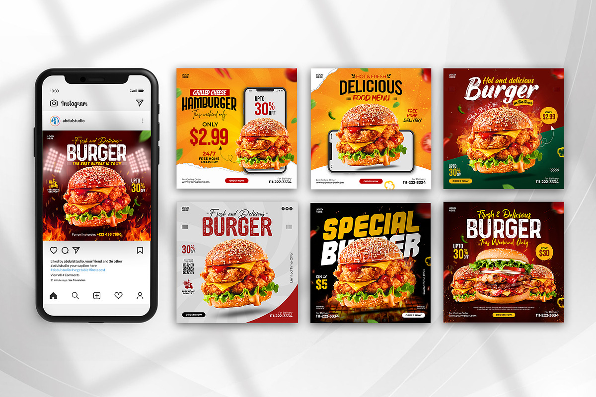 Food Instagram Post Template, a Social Media Template by Abdul Studio (Photo 3 of 5)